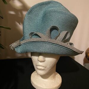 Chic Women's Teal and Silver Hat